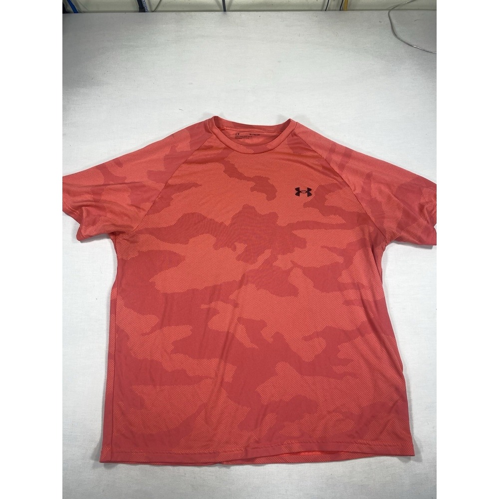 Under Armour Boys T-Shirt Red Camo HeatGear Short Sleeve Athletic Tee Size